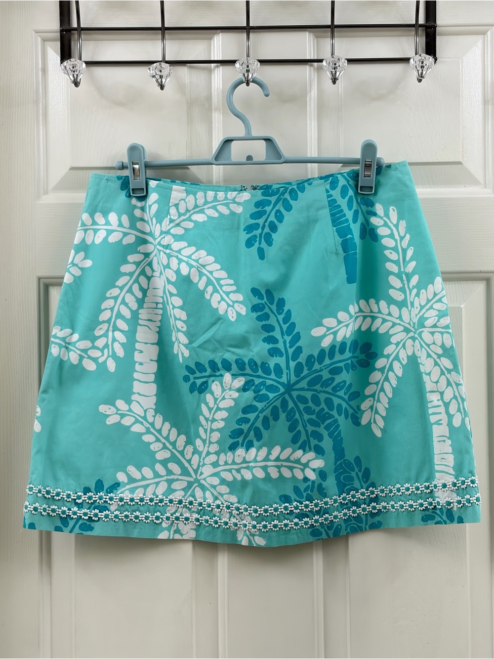 Lilly Pulitzer Aqua Palm Print A-Line Mini Skirt